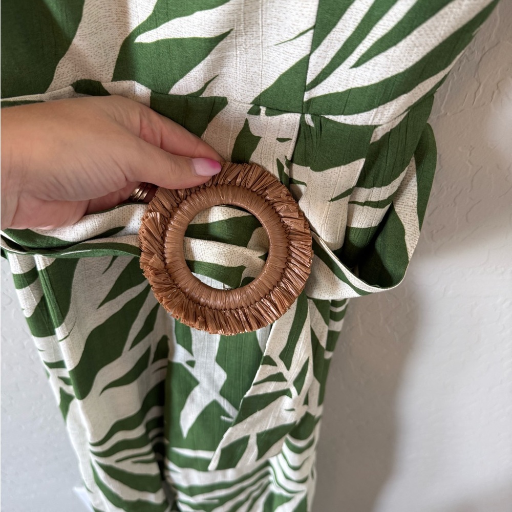 Adrianna Papell Wide Leg Palm Print Jumpsuit with Removable Belt - - Picture 8 of 9